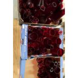 Extremely large quantity of cranberry, ruby and other red glassware in three boxes