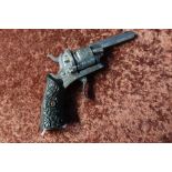 6 shot pin-fire revolver with 2 3/4 inch octagonal barrel, the engraved cylinder marked Guardian