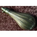 G & J . W. Hawksley of Sheffield embossed fluted design brass and copper powder flask