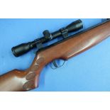 TEL-300 .22 brake barrel air rifle mounted with Hawke Sport HD4x32 scope, with padded gun slip