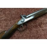 19th C percussion cap 15 bore flintlock conversion double barrelled sporting gun with 26 inch