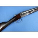 AYA 12 bore side by side double trigger ejector shotgun with 27 3/4 inch barrels and 14 3/4 inch