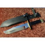 Extremely large Sheffield made Bowie knife by R Cooper, with 10 inch blade with brass crosspiece,