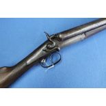 12 bore double barreled hammer gun by Steven Grant with side lever opening, serial no. 4950 (RFD