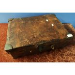 Vintage leather and brass bound sectional cartridge box (46cm x 34cm x 15cm)