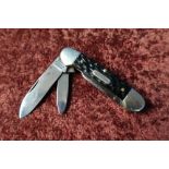 Rogers Wostenholm three bladed pocket knife with two piece lambs foot grips marked Parker Frost