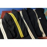 Four pairs of twin white stripe Cavalry trousers and a similar yellow striped pair circa 19th/20th C