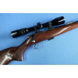 TZ452-2EZKM .22 bolt action rifle with detachable magazine, fitted with sound moderator and Hunter