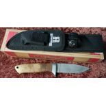 Boxed as new Rough Rider sheath knife RR176 wiht two piece wooden grip and belt sheath