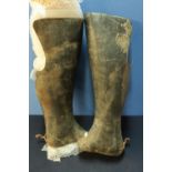 Pair of English Civil War period leather Cavalry over boots with spurs