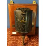 Unusual mounted 1 shot japed metal shot wall mounted dispenser with hinged top and painted detail