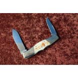 Japanese made two bladed pocket knife with horn grips