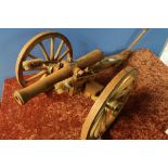 Quality craftsman made scale model of a field gun with 15 inch steel barrel and wooden carriage