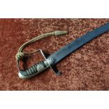 British 1796 pattern Cavalry sabre with 34 inch slightly curved blade with broad single fuller and