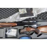 Cased Browning 525 12 bore over & under single trigger ejector shotgun with 26 inch barrels with top