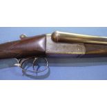 F.W. Hart 12 bore side by side shotgun with 28 inch barrels with engraved name to the top rib F.W.