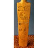 Willow minibat autograph bat signed by the Leeds United Football Team 28/7/1964, with various