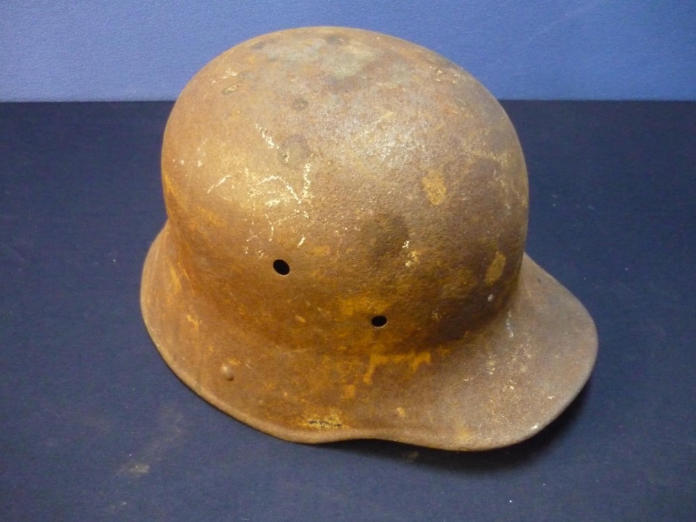 German Military steel helmet with four front mounting holes