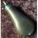 Small brass and copper pistol powder flask (overall length 11.5cm)