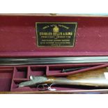 Cased Charles Hellis & Sons 'The Featherweight' 12 bore side by side ejector sidelock shotgun with