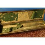 Oak rectangular gun case with inset handle, an internal trade label 'By his Majesties Patent Henry