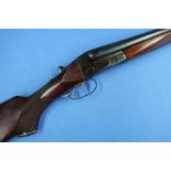 Baikal 12 bore side by side shotgun with 28 1/2 inch barrels and semi pistol grip stock, serial