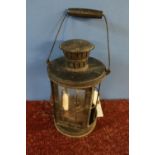 1916 dated Polkey army issue trench lamp with swing carry handle and makers plaque