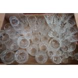 Selection of various cut glass drinking glasses in one box