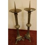 Large pair of brass church alter candlesticks (approx height 53cm)