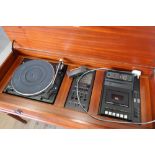 Dynatron Music System set in mahogany cabinet with two free standing mahogany cased speakers