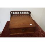 Edwardian mahogany slope front tabletop desk with galley rail (45cm x 41cm x 30cm)