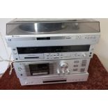 Omptonica Amplifier, cassette deck and direct drive turntable, a Yamaha CD-S300 CD player, a pair of