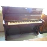 Early 20th C mahogany cased upright over strung piano by Broadwood White & Company London,