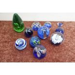 Ten various assorted glass paperweights