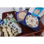 Various decorative ceramics, scent bottle, a carved soapstone figure and two boxed Spode