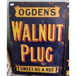 Vintage enamel advertising sign for Ogden's Walnut Plug Sweet As A Nut (tobacco) (61cm x 91cm)