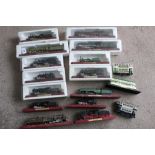 Collection of approximately 22 scale models of various railway locomotives, tanks, trams etc