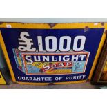 Enamel advertising sign for Sunlight Soap '£1000 Guarantee Of Purity' (91cm x 68.5cm)
