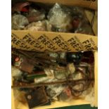 Two boxes containing a large selection of various assorted Meccano parts, fittings and other items