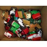 Box containing a large quantity of various Corgi diecast advertising vehicles including