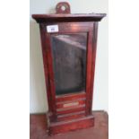 19th/20th C mahogany cased cabinet enclosed by a single glazed door with plaque (Harrison Cox,