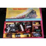 Boxed Trix Twin cadet railway set with various goods vehicles and diesel engine and a selection of