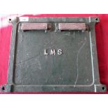 Cast metal LMS plate with four bolt fixings and twin lifting handles (40.5cm x 32cm)