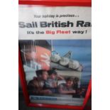 Framed British Railway Shipping Services advertising poster (68.5cm x 106.5cm including frame)