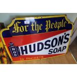 Enamel advertising sign for For The People Hudson's Soap In Packets (69cm x 50.5cm)