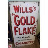 Vintage enamel advertising sign for Wills's Gold Flake The Worlds Most Famous Cigarette (45.5cm x