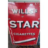 Vintage enamel advertising sign for Wills's Star Cigarettes (61cm x 91cm)