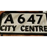 Cast alloy A647 City Centre road sign (50.5cm x 24cm)