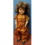 C.M. Bergmann Waltershusen Germany 1916 No.6 half Bisque headed doll with jointed arms and legs, and