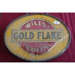 Wills Goldflake Cigarette double sided glass hanging shop advertising sign (45.5cm x 34cm) (one side